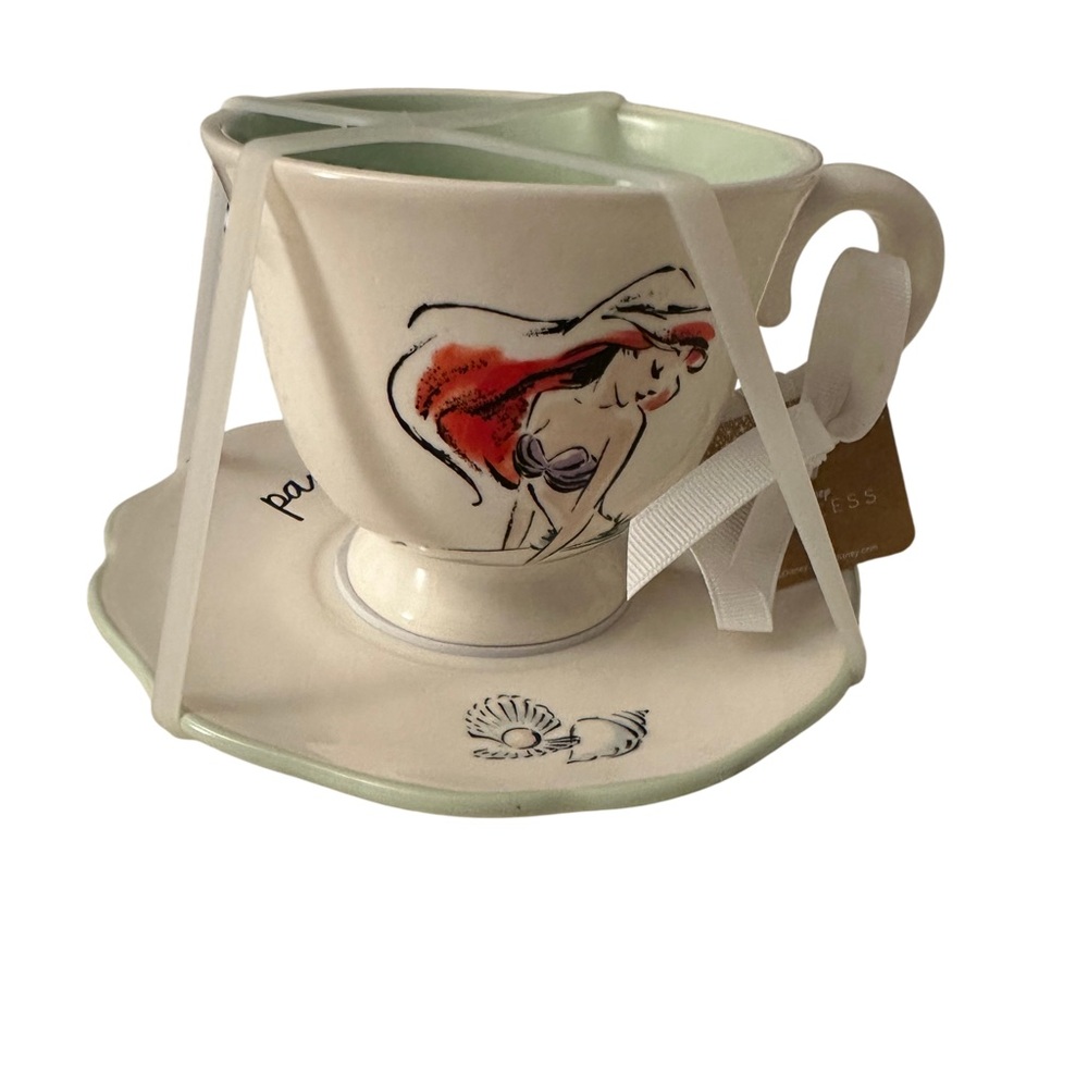 Rae Dunn Disney Ariel Part of Your World Teacup & Saucer Set Little Mermaid